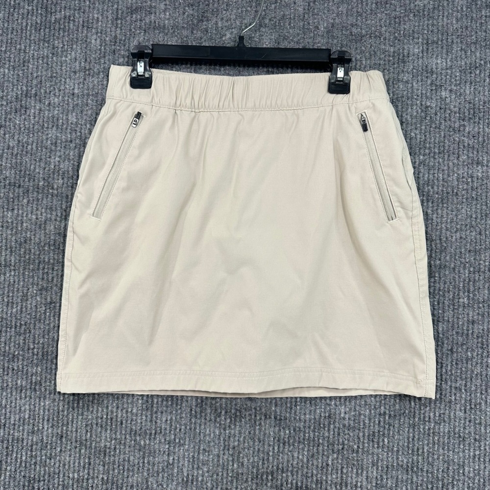 Eddie Bauer Skort Women 8 Beige Excellent Athletic Hiking Outdoor Zipper Pockets